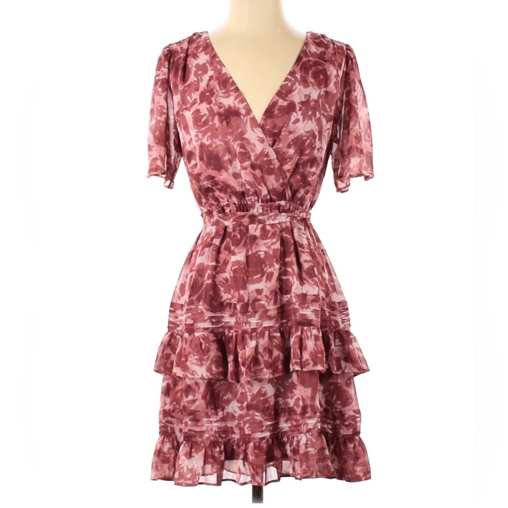 Simply Vera Women's S Rose Floral Faux wraparound dress